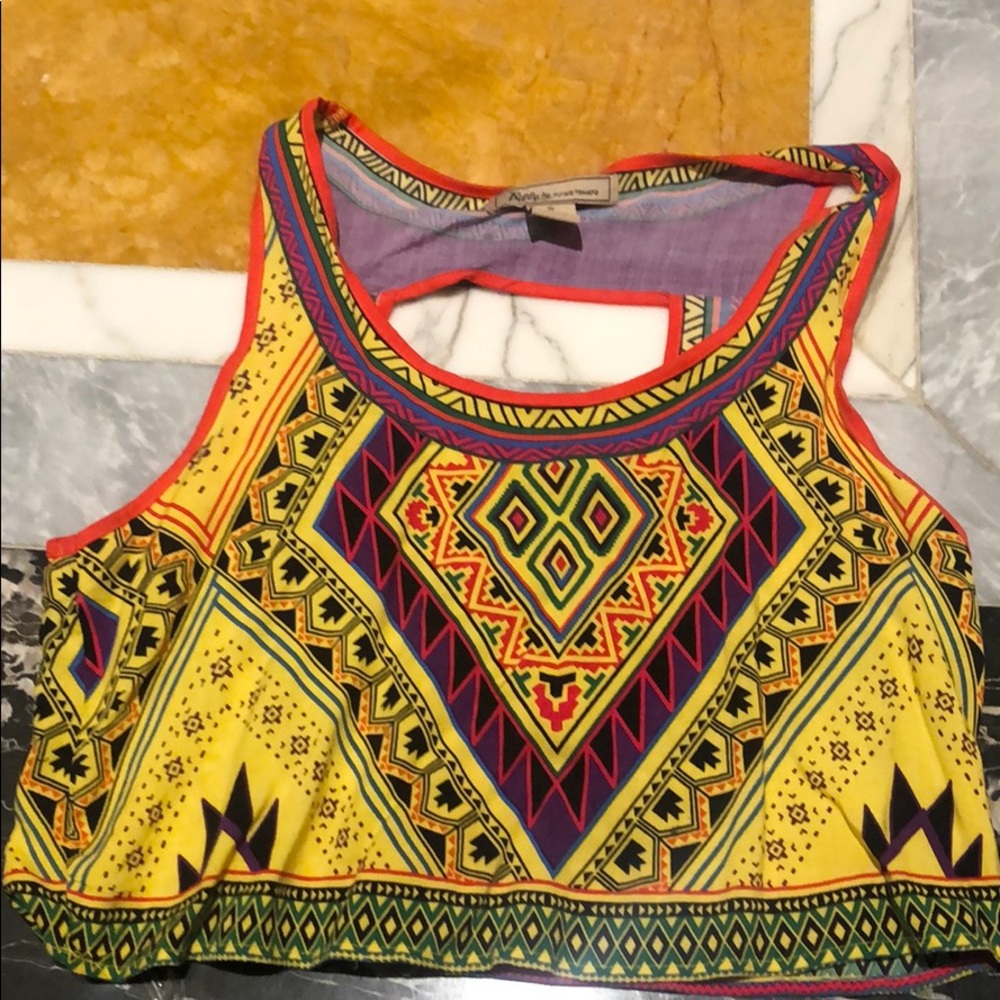 Yellow printed crop top